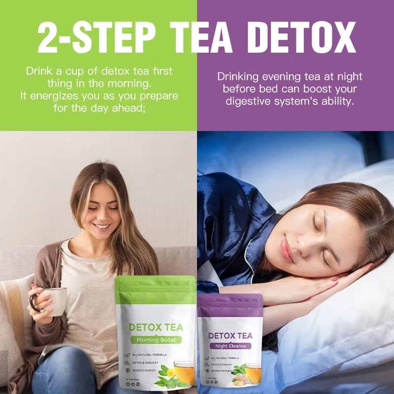 OEM ODM natural morning booster and night cleanse tea helps allivate bloating and booster energy slim weight loss Detox tea