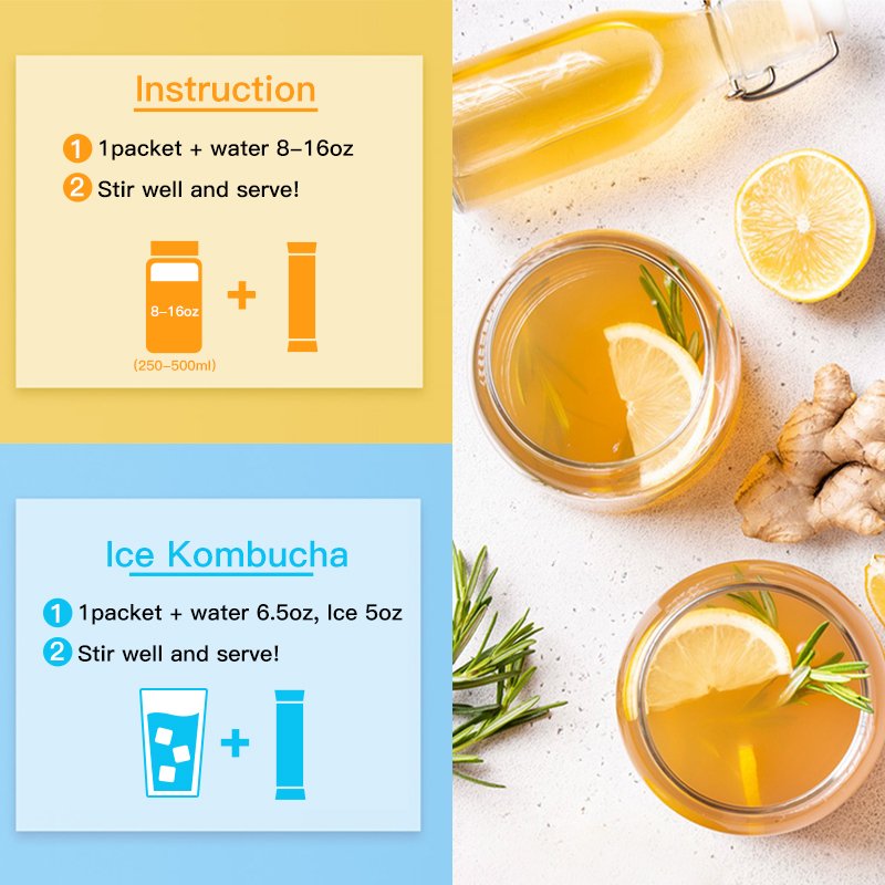 OEM detox cleanse Hydration Drink Sugar Free Live Probiotics fruit flavor Kombucha Tea powder