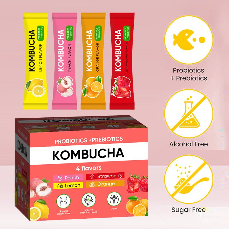 OEM detox cleanse Hydration Drink Sugar Free Live Probiotics fruit flavor Kombucha Tea powder