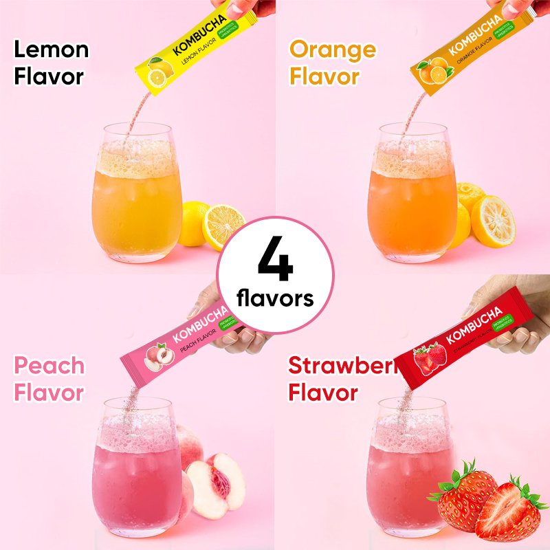 OEM detox cleanse Hydration Drink Sugar Free Live Probiotics fruit flavor Kombucha Tea powder
