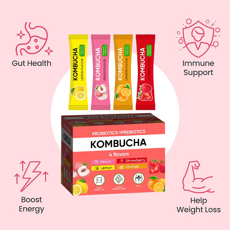 OEM detox cleanse Hydration Drink Sugar Free Live Probiotics fruit flavor Kombucha Tea powder
