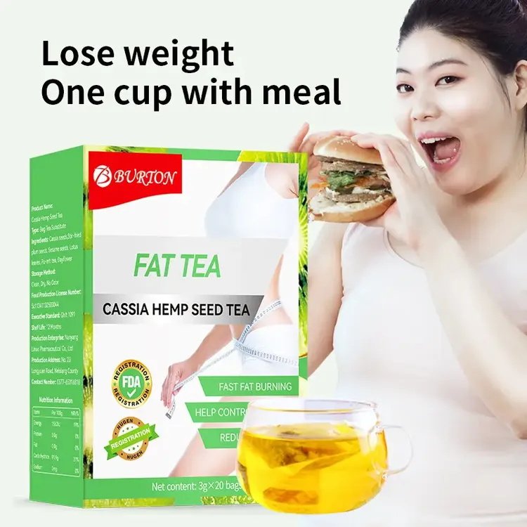 Hot Selling with Private label custom cassia seed flavored Slim adults slimming tea 20 tea bags per box fat tea