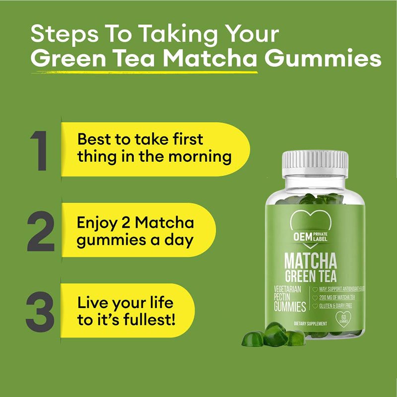 OEM Matcha Green Tea Weight Loss Gummies Detox And Debloat Matcha Green Tea Extract Gummy For Women