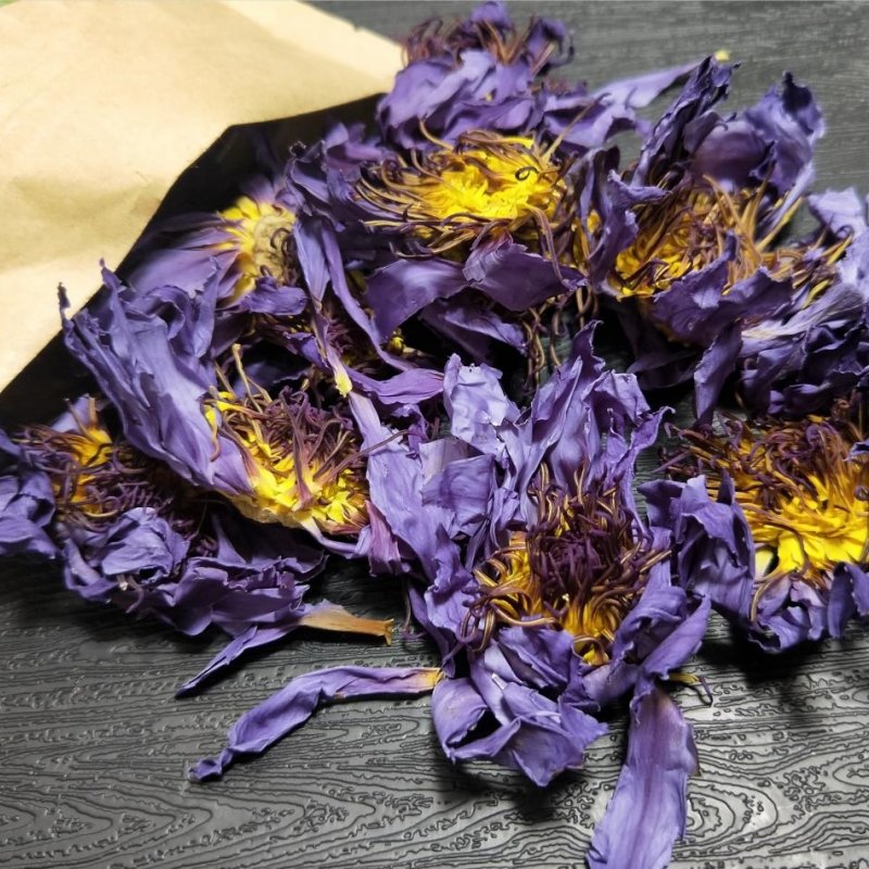 EU Food Standard Own Garden Dried Blue Lotus High Quality Whole Organic Herb Natural Smoked Water Lily Flower Tea in Bulk Pack