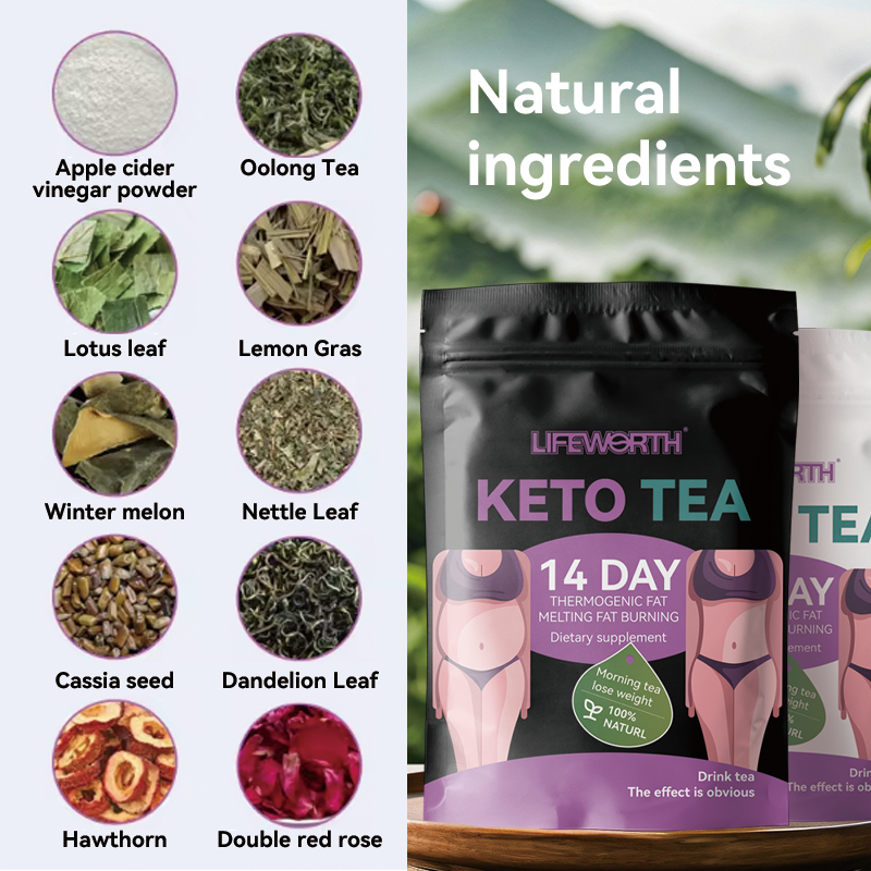 Lifeworth Private Label Digestive Health Herbal Keto 14 Day Detox Slimming Tea Supplement for Weight Management