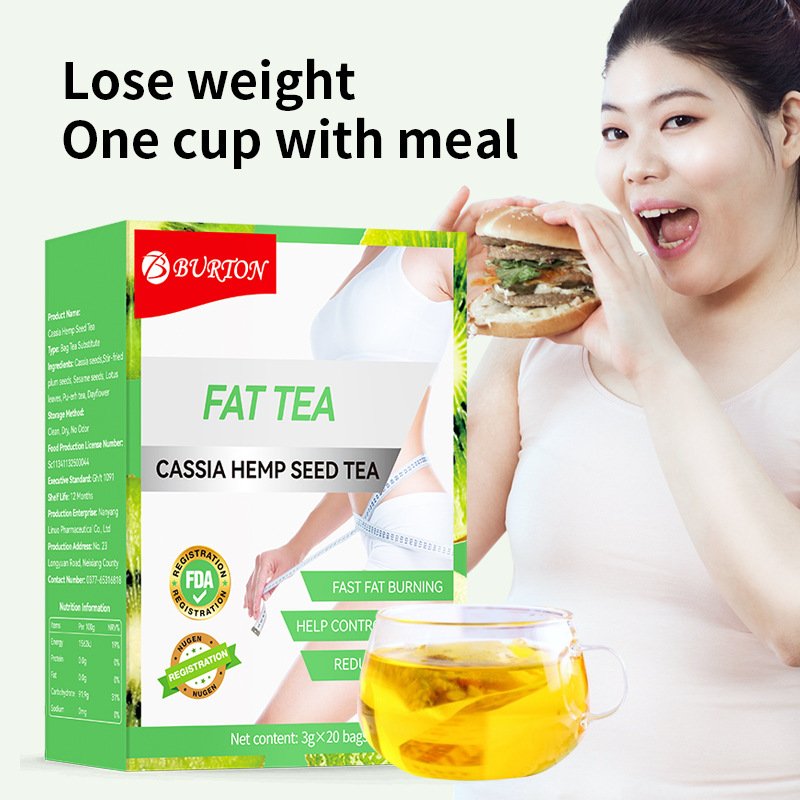 OEM Factory Best Selling Organic Cassia Hemp Seed Tea Box Packaged Natural Detox Flat Tummy Slimming Tea for Weight Loss