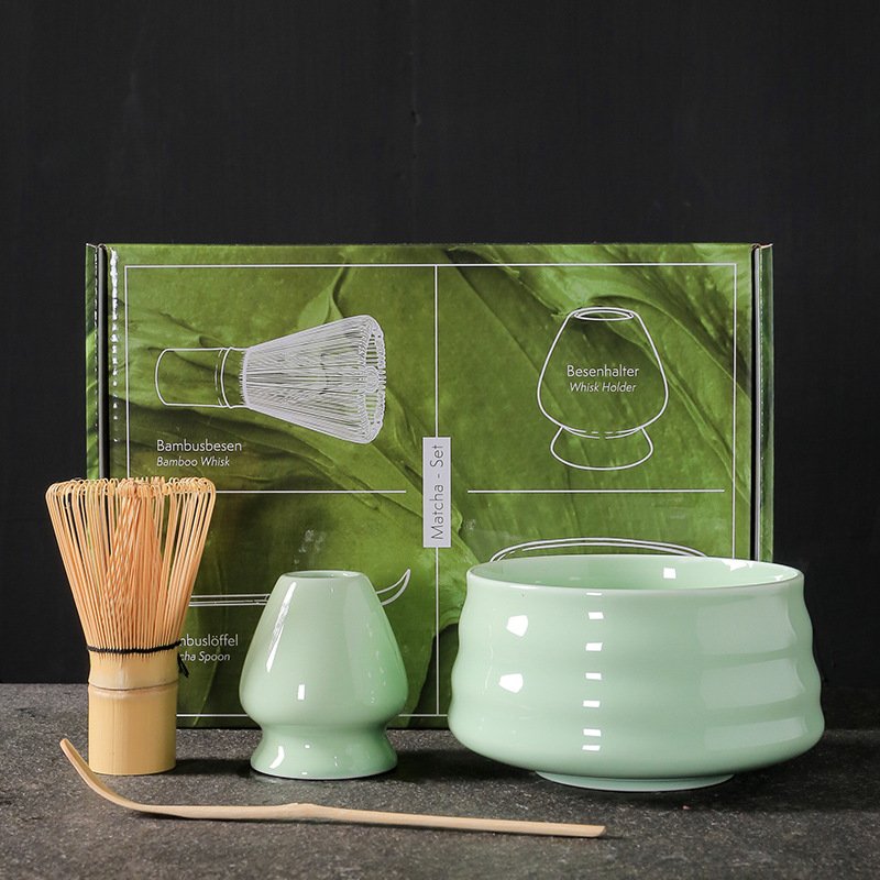 Best Sellers Matcha Kit Ceramic Whisk Holder Chasen Bowl Tea Brush Japanese Engraved Ceramic Matcha Tool Set