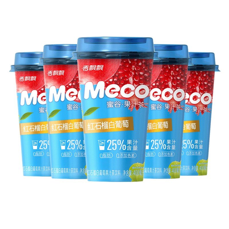 Mecho Honey Valley Fruit Juice Tea Drink 400ml * 15 Cups Red Pomegranate & White Grape Special Slimming Tea in Box Packaging