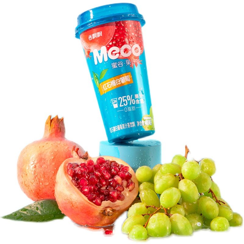 Mecho Honey Valley Fruit Juice Tea Drink 400ml * 15 Cups Red Pomegranate & White Grape Special Slimming Tea in Box Packaging