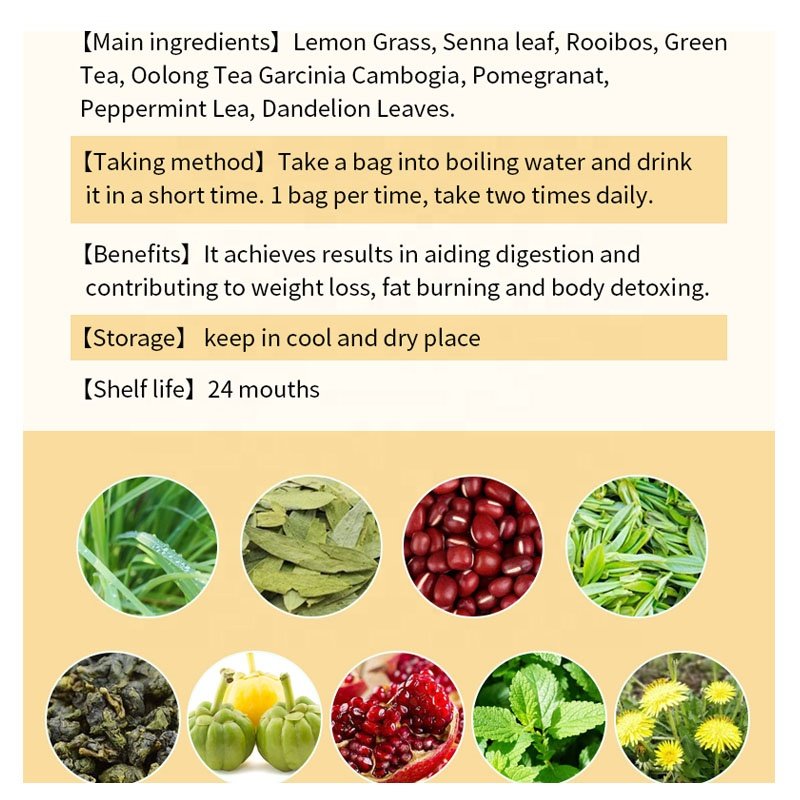 Hot selling Lemon flavor slim tea 30 Days flat tummy Belly Detox Tea for Slim herbal