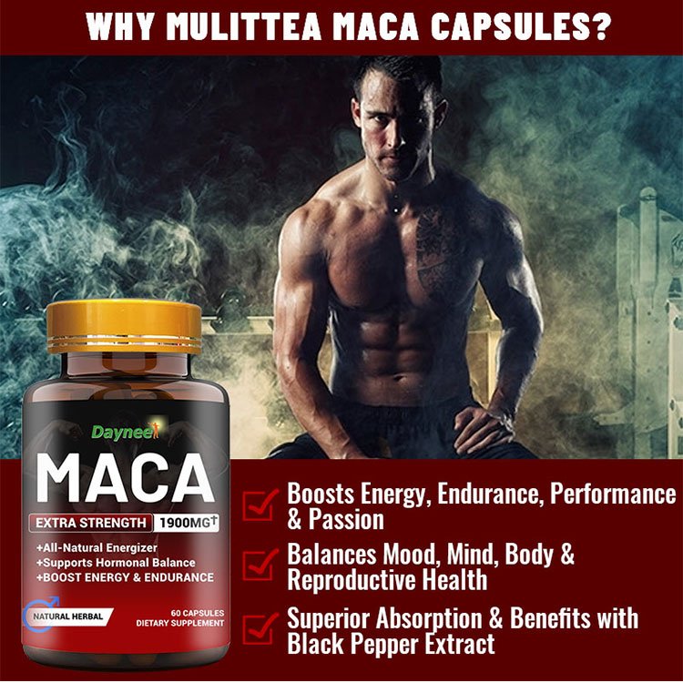 Customized black maca capsules ultimate maca pills for butt hips enlargement maca root capsules
