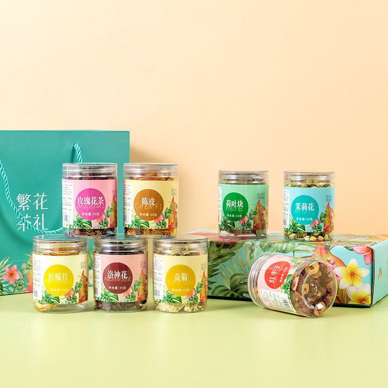Gift Box Tea Dried Jujubes Lemon Orange Peel Tribute Chrysanthemum Roselle Lotus Leaf Rose Jasmine Mixed Flower Herbal Tea