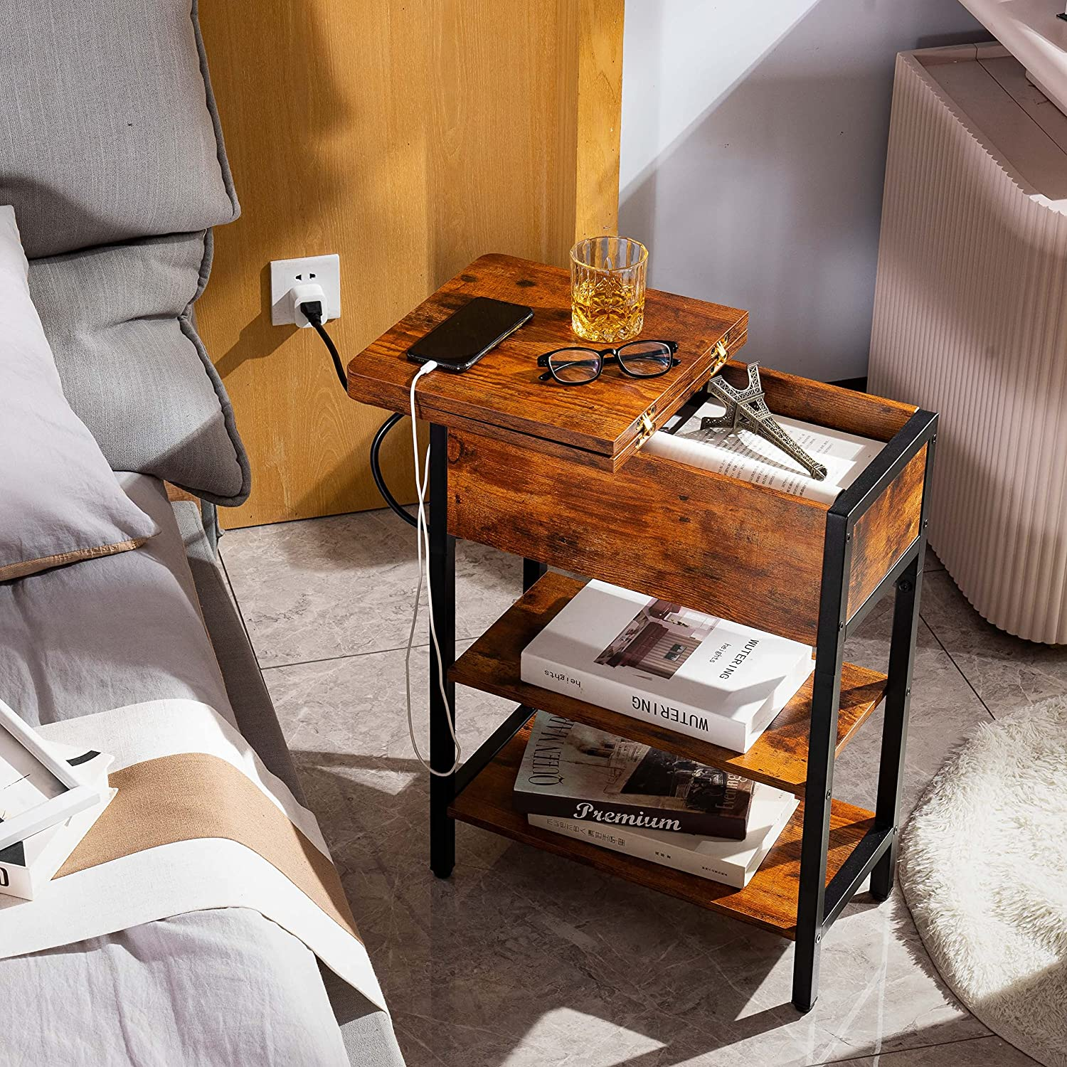 2023 new industrial style end table tea desk convenient for living room and kitchen home furniture