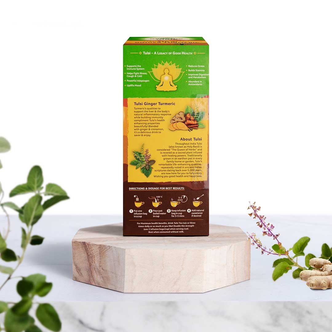 Organic India Natural Tulsi Ginger Turmeric Green Tea Tulsi Ginger Turmeric 25 Tea Bags
