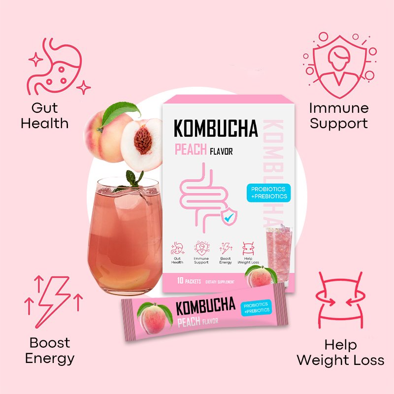 Private Label Fruit Flavors Kombucha Sugar Free Healthy Drinks Peach Flavors Kombucha Drinks