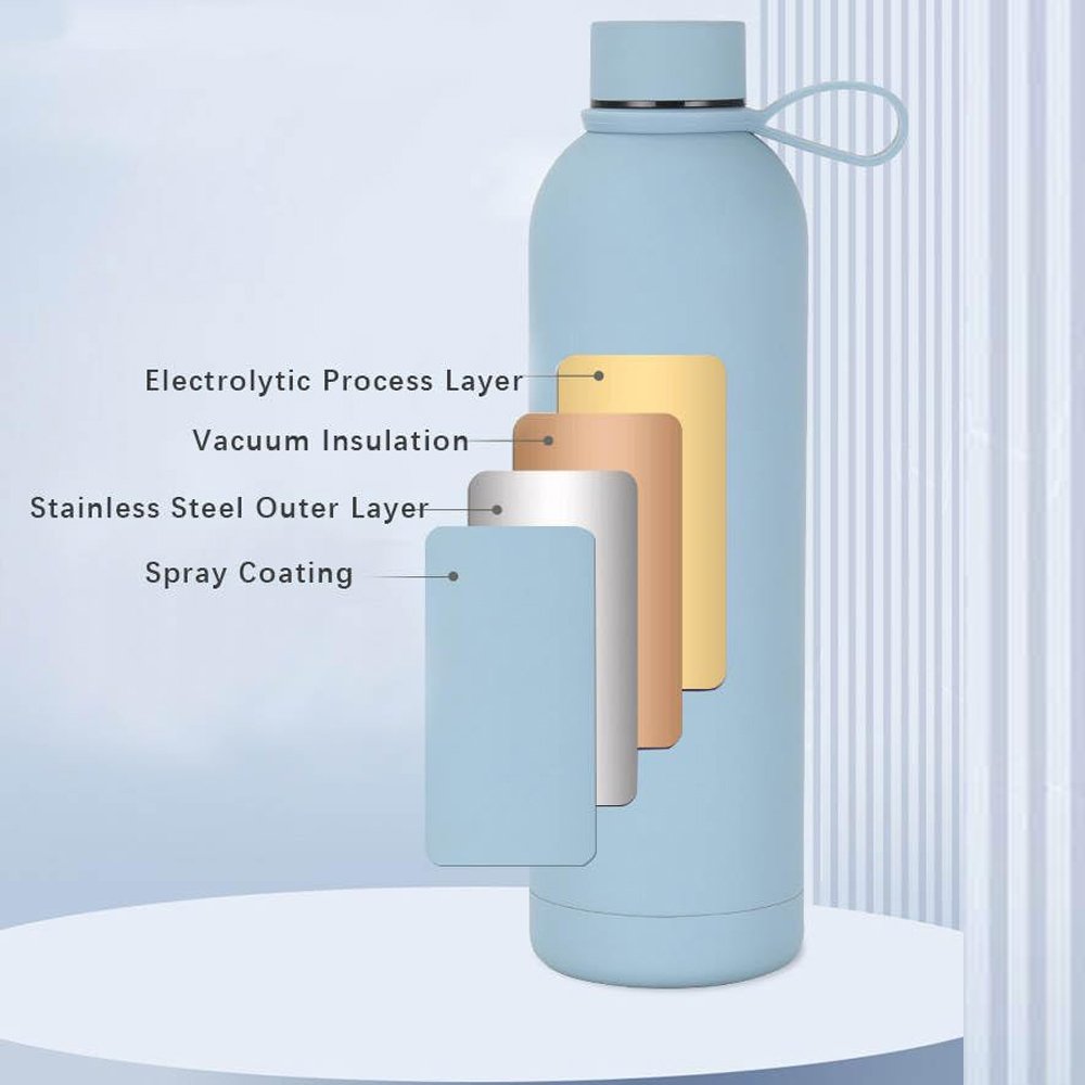 Wholesale Double Vacuum Stainless Steel 304 Drink 500Ml Sport Water Bottle With Silicone handle