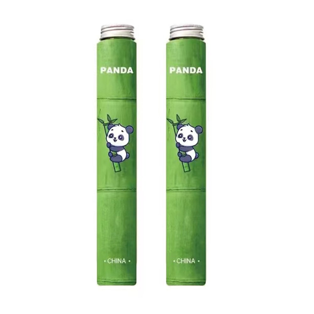 Custom 400ml Panda pet slim bamboo shape plastic bottle with lid for milk tea Juice beverage