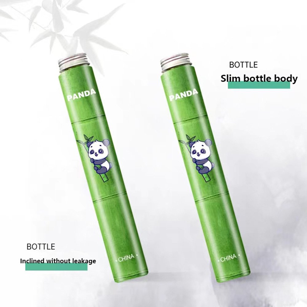 Custom 400ml Panda pet slim bamboo shape plastic bottle with lid for milk tea Juice beverage