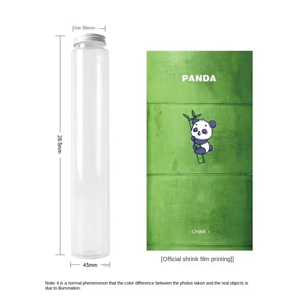 Custom 400ml Panda pet slim bamboo shape plastic bottle with lid for milk tea Juice beverage
