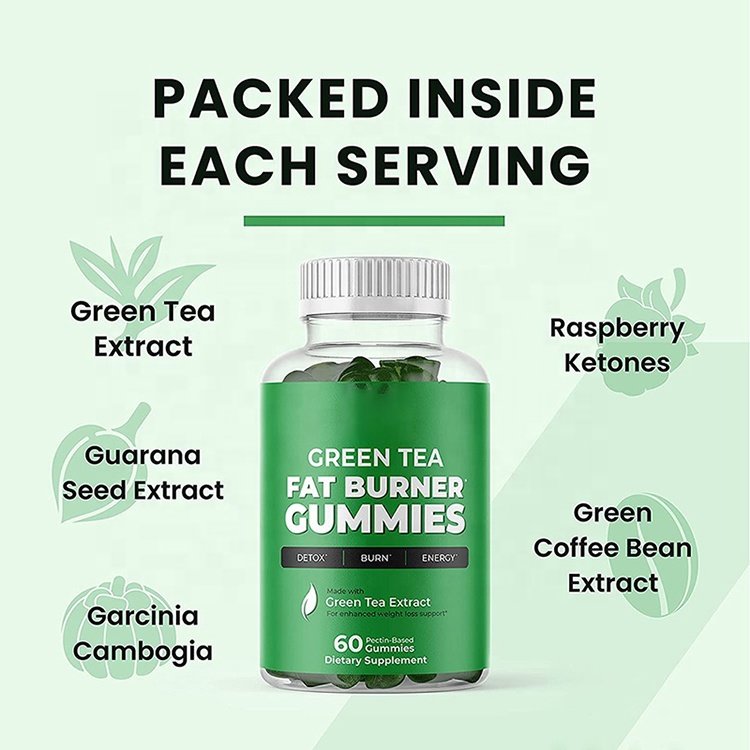 OEM Private Label Organic Green Tea Fat Burner Gummies for Weight Loss Supplement to Burn Stubborn Belly Fat for Women and Men