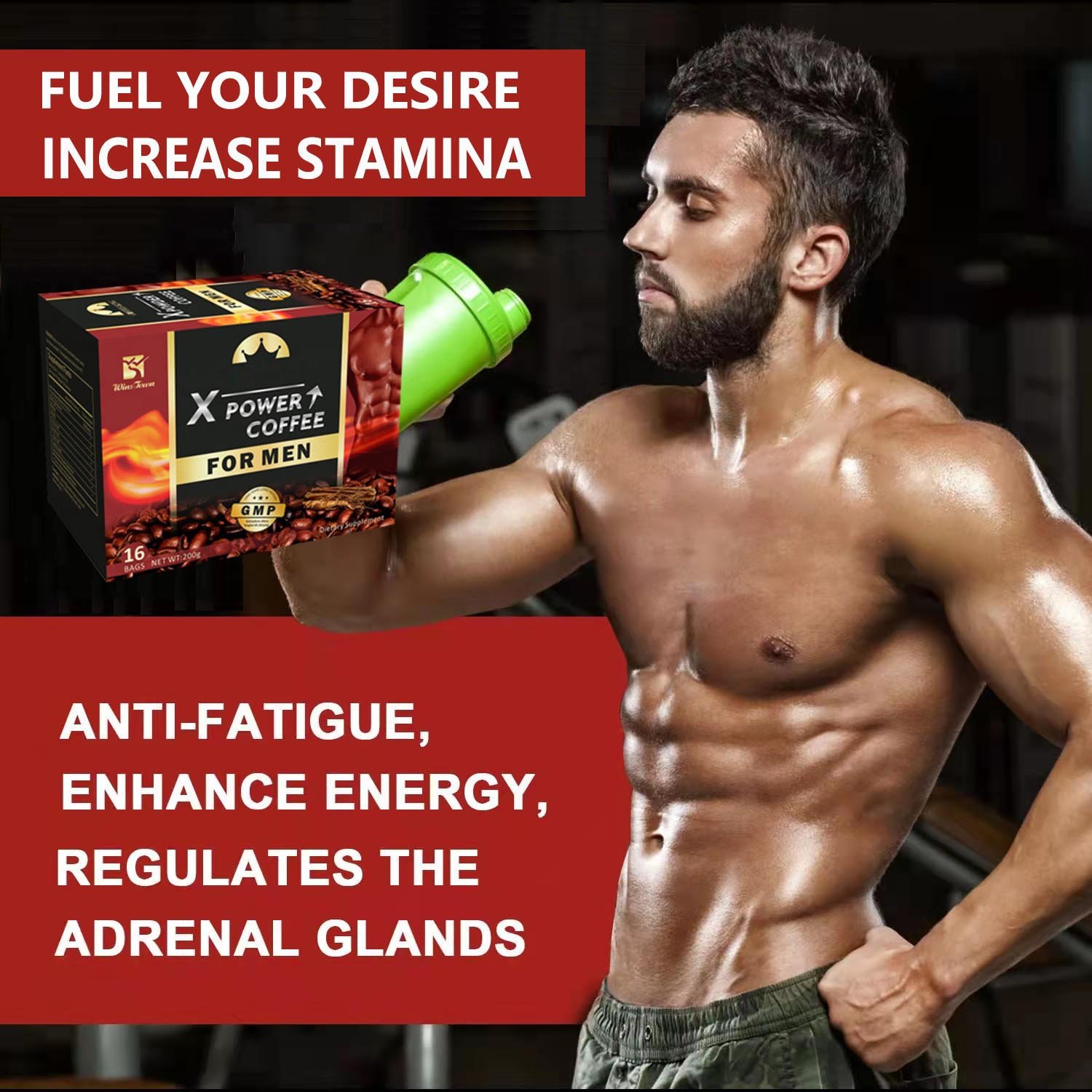 hot sell man power body energy booster daily health supplement coffee no side effect private label customized design
