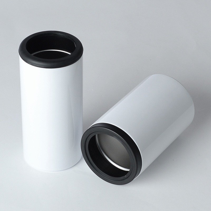 12oz sublimation Vacuum Insulated Slim Stainless Steel Cold Insulator Skinny Round Beer Can Cooler