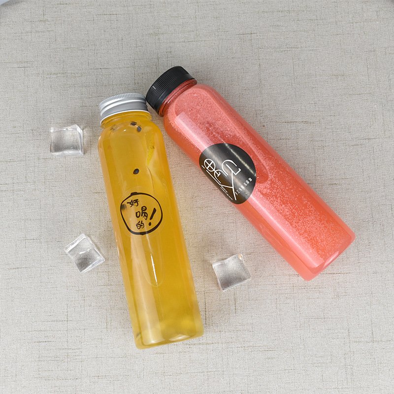 Custom Disposable 8oz 12oz 16oz 500ml Slim Square PET Plastic Beverage Juice Bottles for Drink