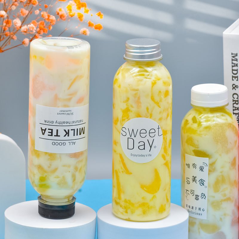 Custom Disposable 8oz 12oz 16oz 500ml Slim Square PET Plastic Beverage Juice Bottles for Drink