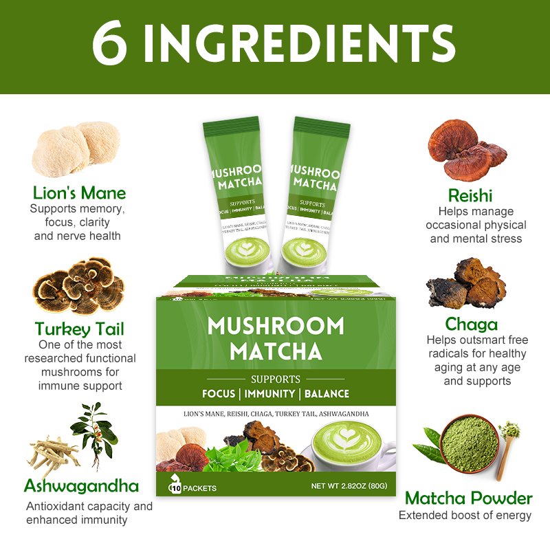 Custom Superfood Organic Ceremonial Grade Matcha Ashwagandha Mushroom Matcha Powder