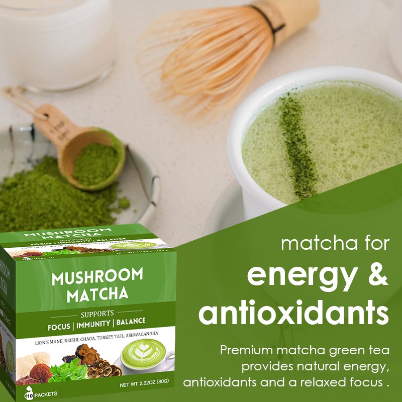 Custom Superfood Organic Ceremonial Grade Matcha Ashwagandha Mushroom Matcha Powder