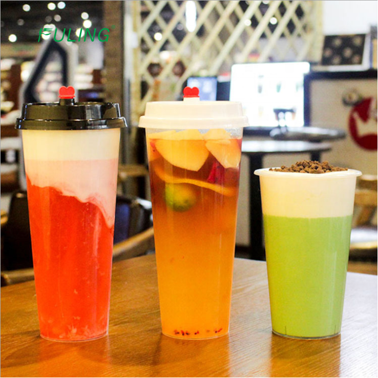 High quality matt pp injection fruit tea, juice drink packaging cups disposable takeaway drink hard slim cup