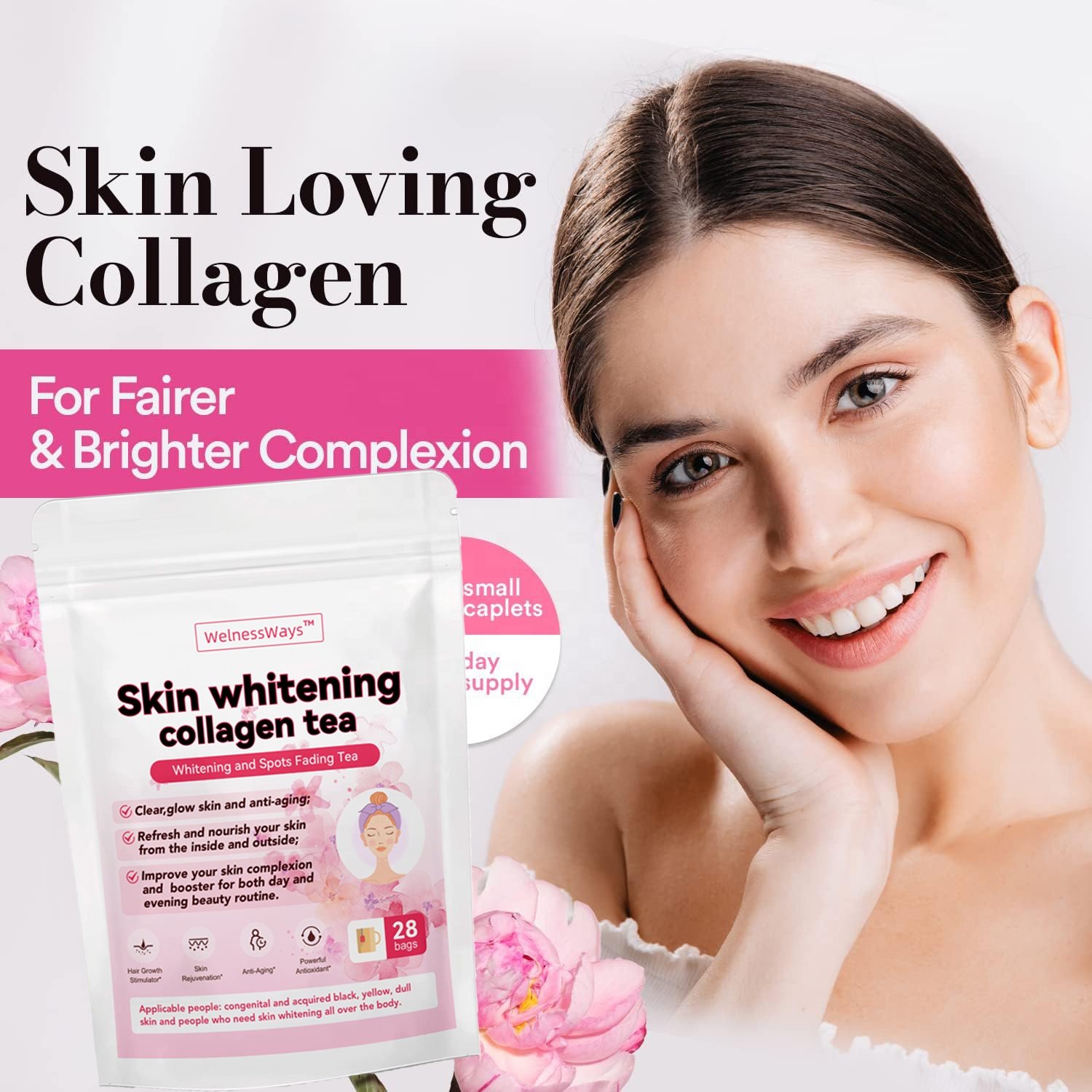 lightens your skin and helps to prevent the formation of spots Skin whitening collagen tea Whitening and Spots Fading Tea