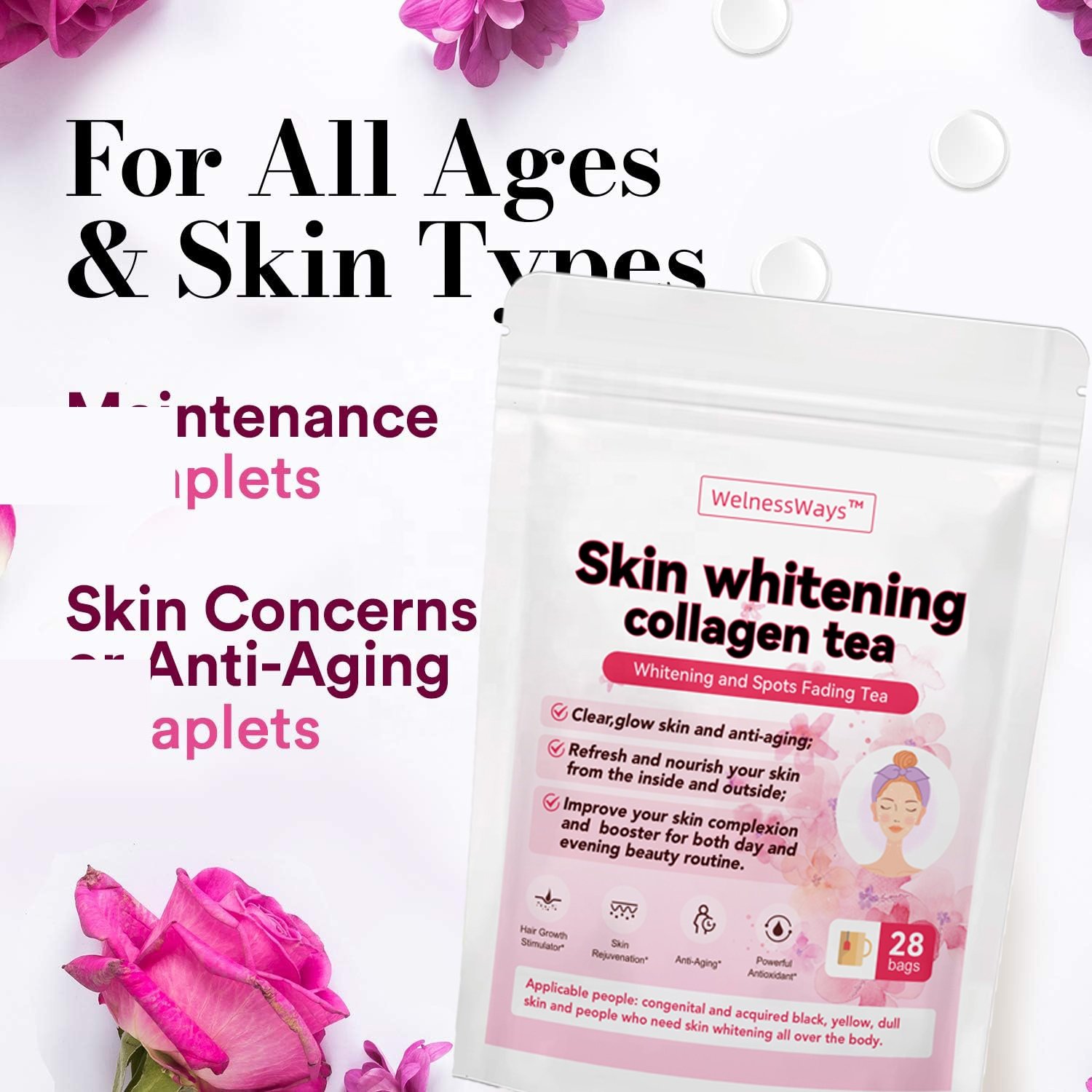 lightens your skin and helps to prevent the formation of spots Skin whitening collagen tea Whitening and Spots Fading Tea