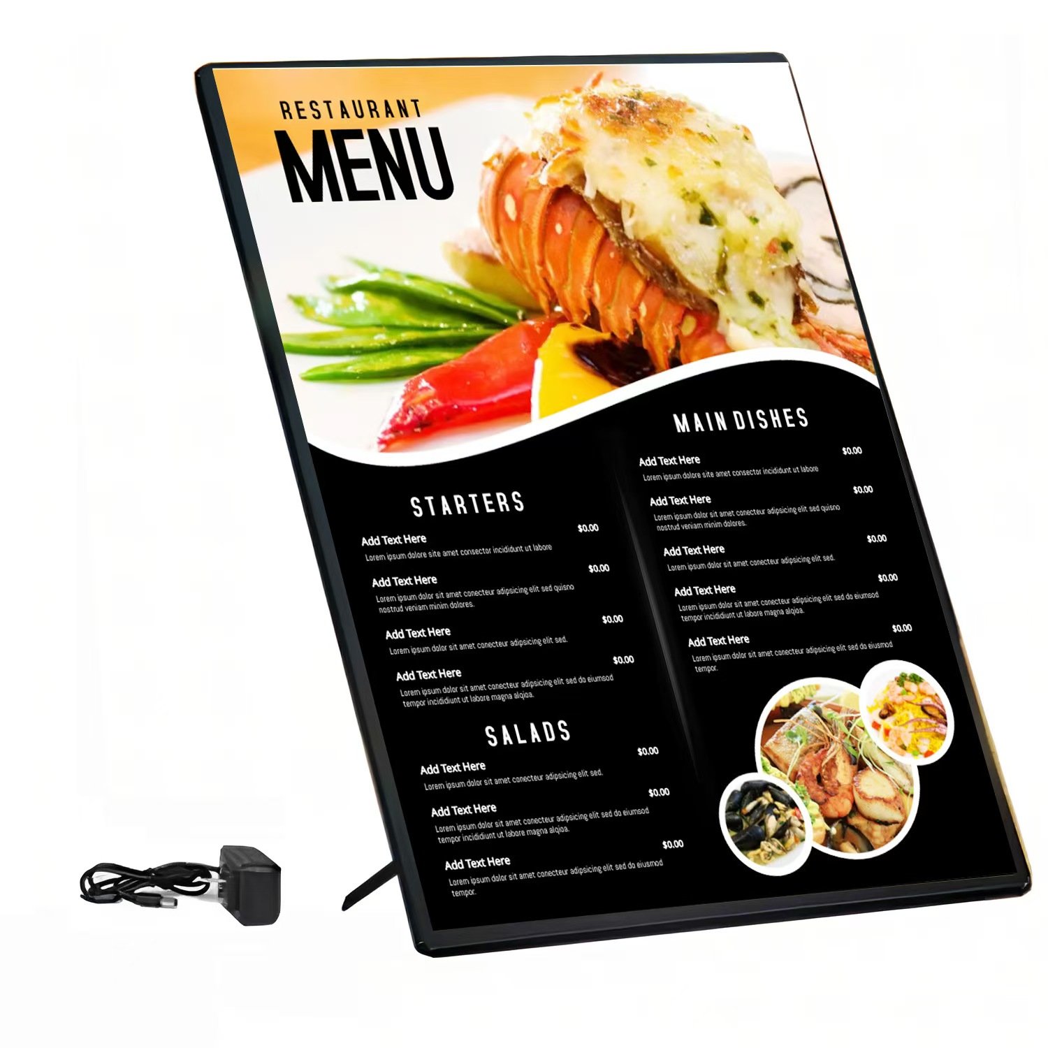 A4 A2 A3 LED Menu Board Milk Tea Shop Restaurant Hanging Aluminum Price List Advertising Poster Frame Ultra Thin Light Box