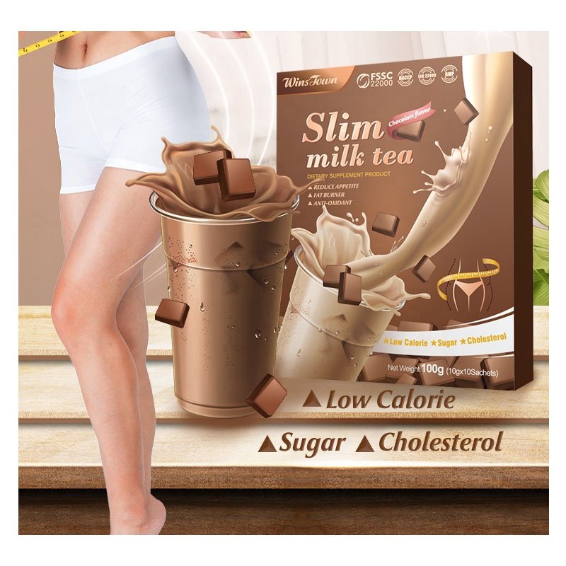 OEM herbal slimming milk tea chocolate flavor Weight Loss Flat Tummy detox belly fat burn slim milk tea