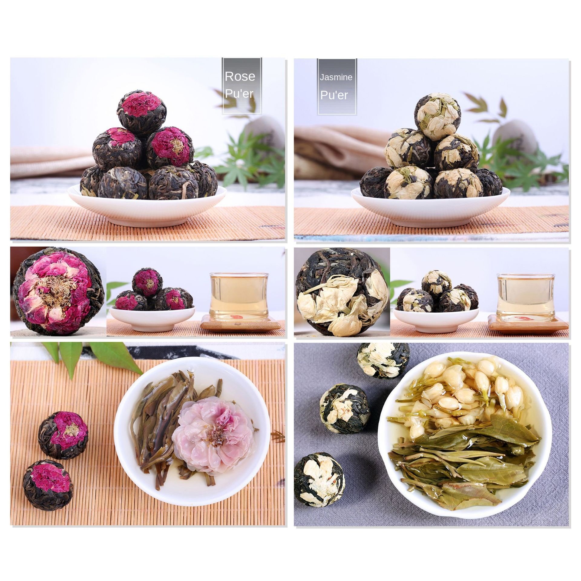 Wholesale Yunnan Pu'er Dragon Ball Flower Tea Bulk Raw Pu'er Tea with Seasoned 18 Grain box Slimming Specialty Tea
