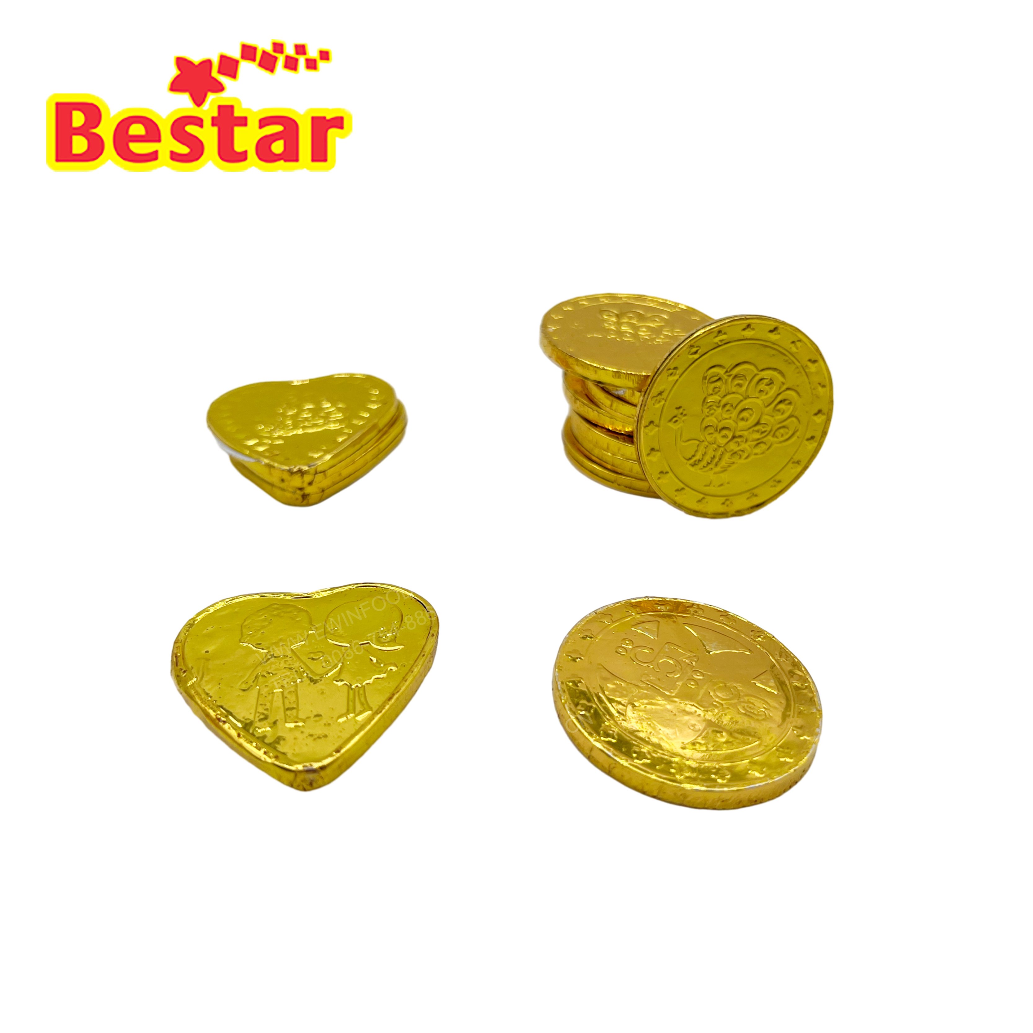 Gold Chocolate King Coin Heart Shaped Chocolate King Coin Choco Coin Candy For Wholesale For Valentine