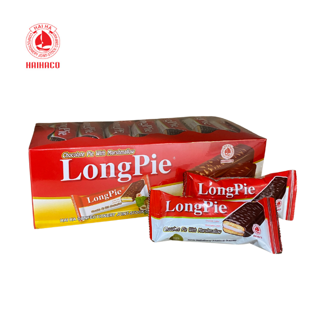Delicious soft pie Premium quality Chocolate with marshmallow Pie LONGPIE brand from HaiHa confectionery