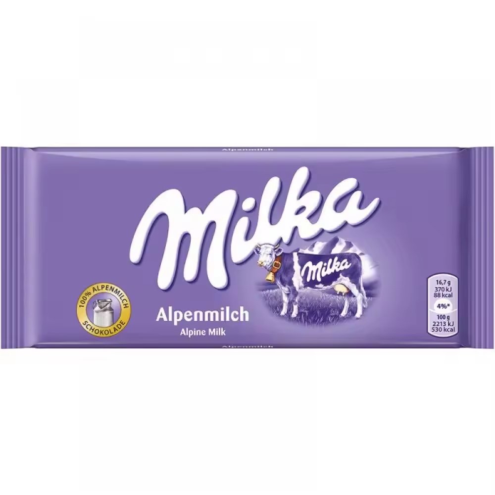 Milka alpine milk 24 x 100g bar/milky bar chocolate flavors milka chocolate 100g germany CHOCOLATE Full Box of 24 Bars Candy