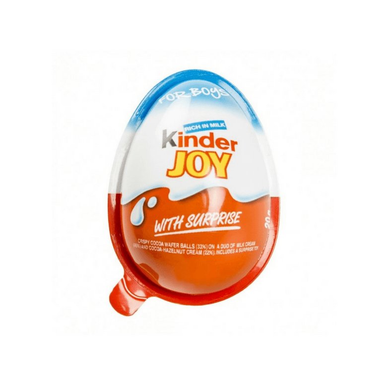 Ferrero Rocher Kinder Joy 24-Pack of Halal Milk Chocolate Bars with Surprise Featuring Girls' Pattern Biscuit Jam Pasty Form