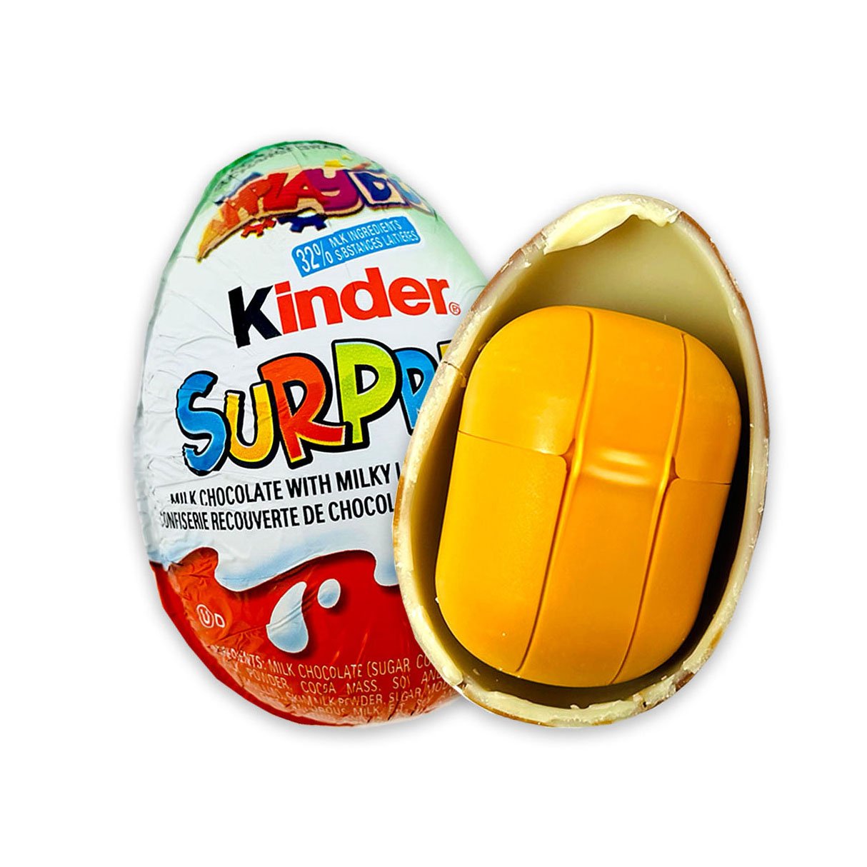 Ferrero Rocher Kinder Joy 24-Pack of Halal Milk Chocolate Bars with Surprise Featuring Girls' Pattern Biscuit Jam Pasty Form