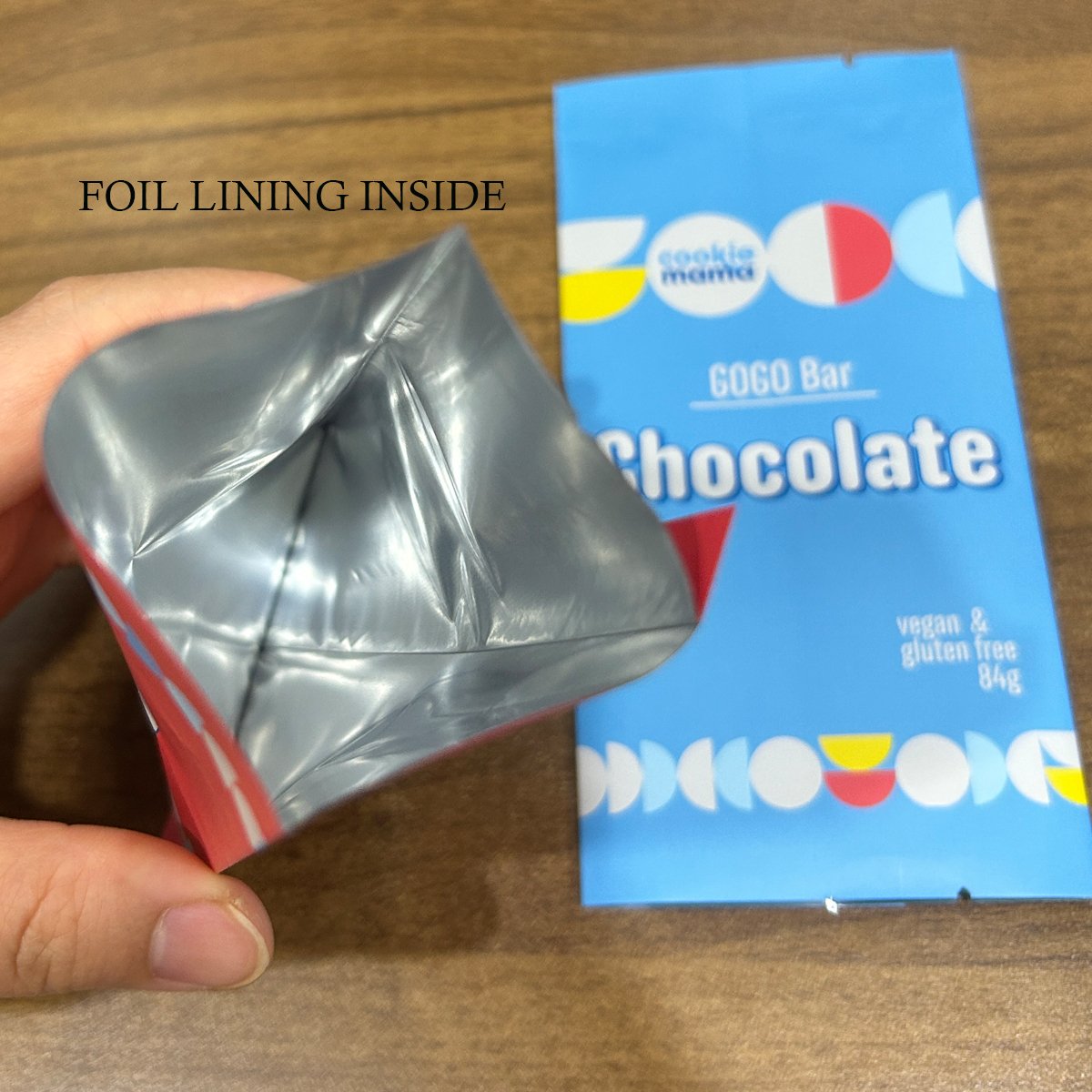 Custom Matte Finish Protein Chocolate Bar Pouches 80 Microns Foil Lining Peanut Chocolate Bar Packaging