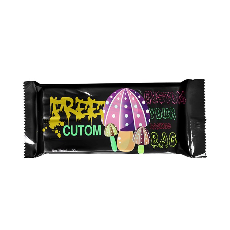 Waterproof Custom Candy Wrappers / Mushroom Chocolate Bar Packaging /plastic Mylar Bags For Chocolate Bar Packaging