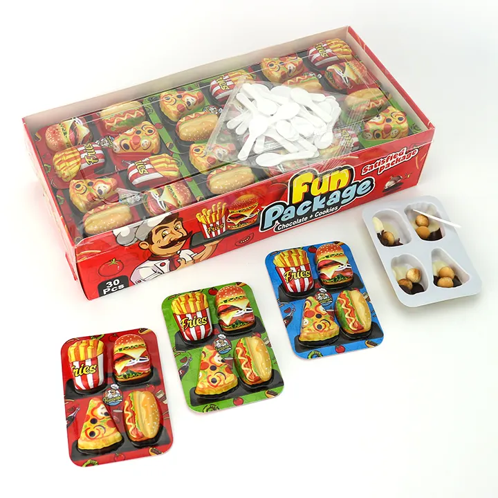 Candies wholesale halal factory fast food shape mini cup chocolate jam with crispy biscuit candy snakes for kids