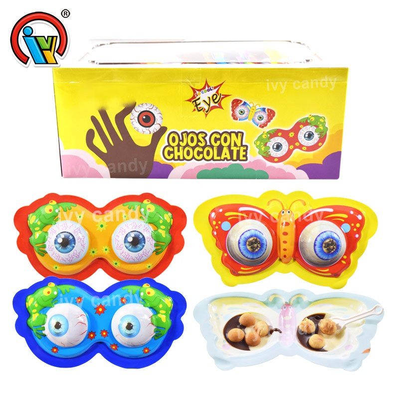 Halal eyeglass shaped butterfly shaped chocolate biscuit cup with chocolate jam