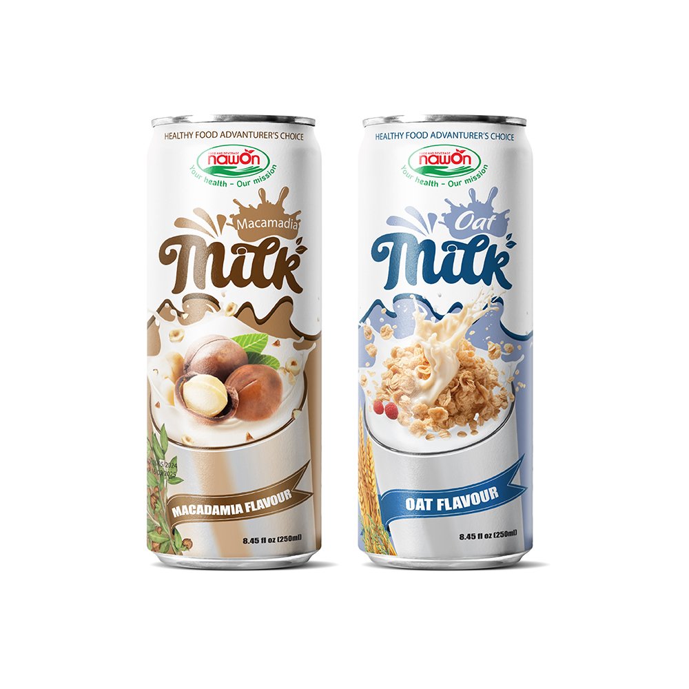 250ML Canned Oat Milk Drinks NAWON Nut Milk Beverage from Vietnam Manufacturer - Soft Drinks OEM Private Label Free Sample