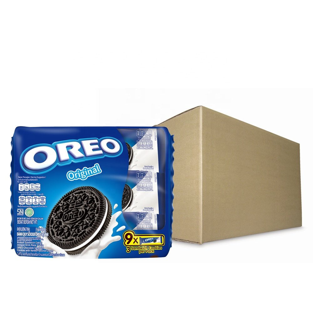 Hot Wholesale Oreo Biscuit Vanilla Cream 248.4g/ 27.6g x 9 Pcs x 12 Boxes Chocolate Powder with Candy from Vietnam