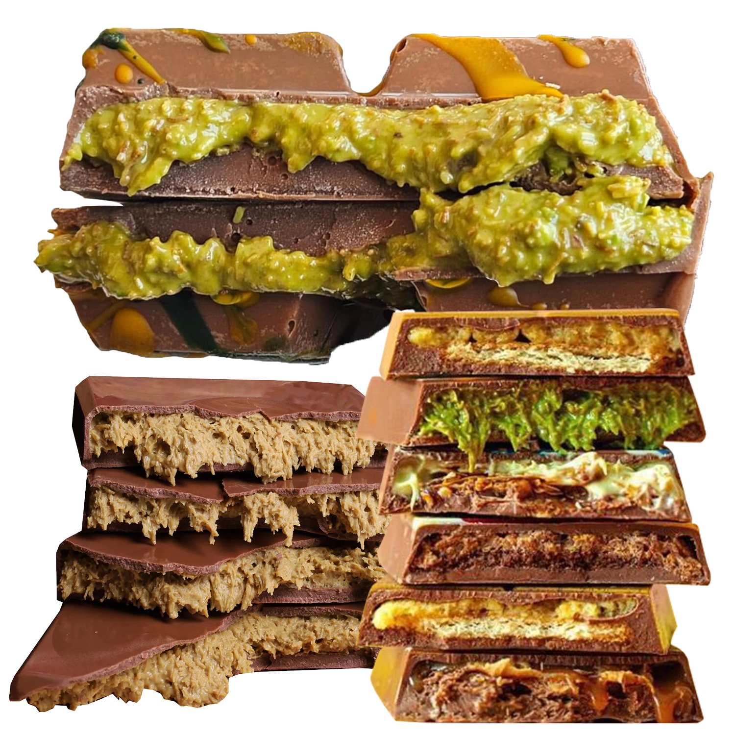 Chocolate Factory Wholesale Custom High Quality Halal Handmade Pistachio Filled Crispy Kataifi Dubai Chocolate Bar Exotic Snacks