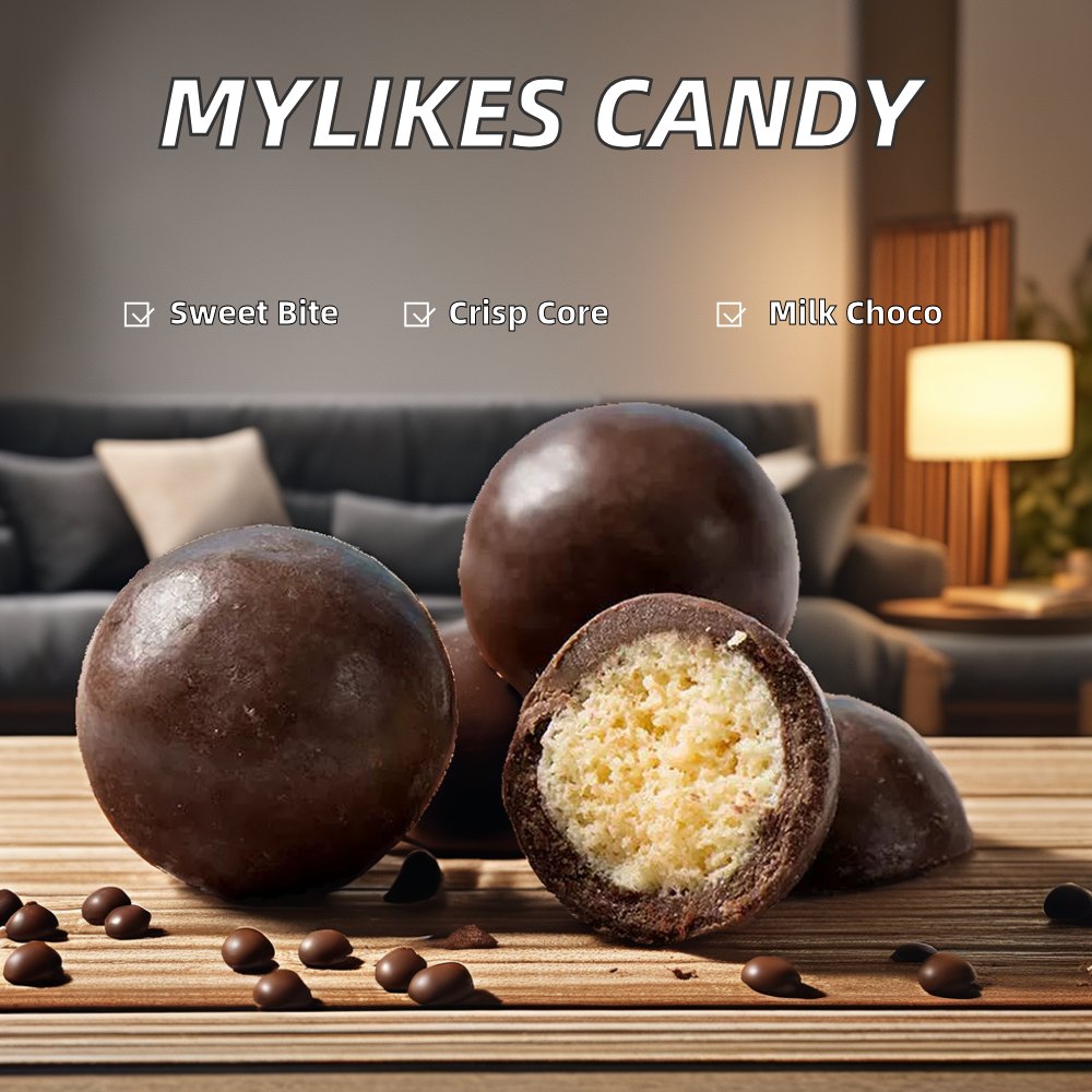Wholesale 128g Sweet Compound Mylikes Milk Chocolate Ball with Crispy Center Featuring Biscuit and Nut Solid Candy