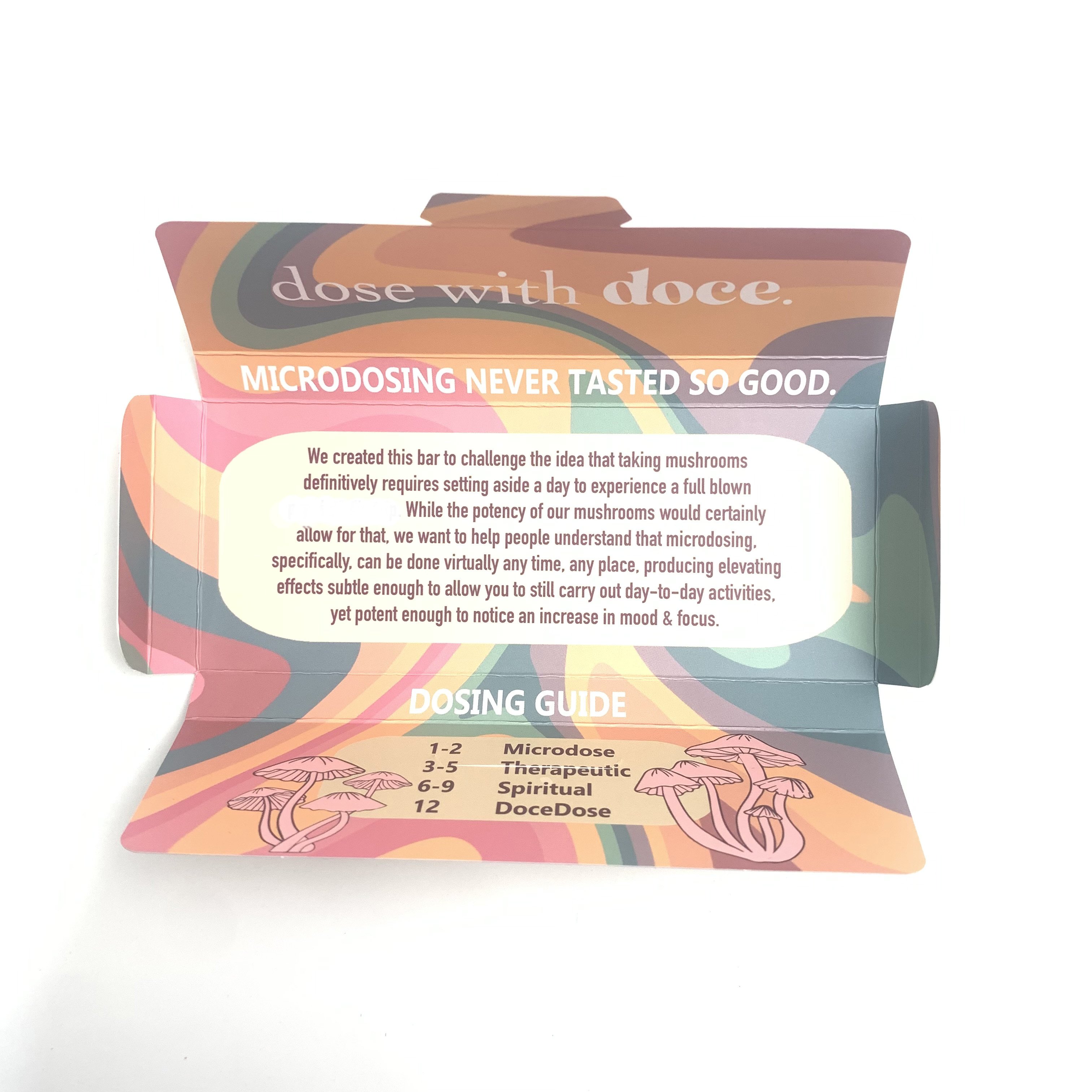 Custom mushroom chocolate bars 3.5g gummies candy cardboard cream pebbles milk chocolate bar display packaging box